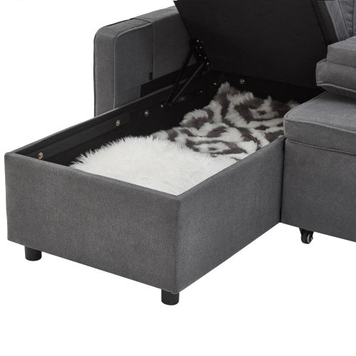 Convertible L-Shaped Sofa bed with Charging Ports