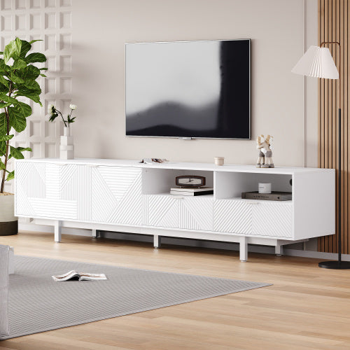 White TV Cabinet with Storage for Living Room