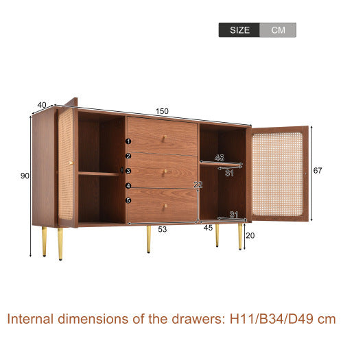 Modern Walnut Sideboard – Modedevieco Rattan Cabinet