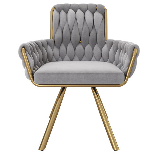 Modedevieco Luxury Velvet Swivel Chair – Grey Armchair