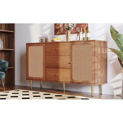 Modern Walnut Sideboard – Modedevieco Rattan Cabinet