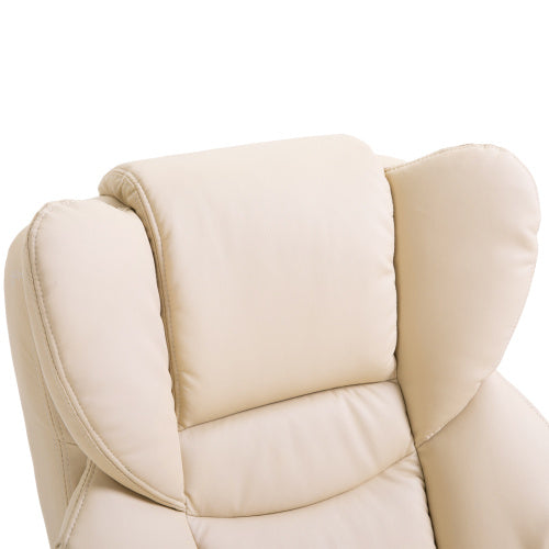 360° Swivel Recliner Chair with Footstool – Cream