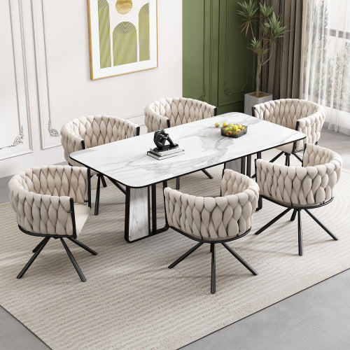 Beige Velvet Swivel Chair – Modedevieco Modern Dining