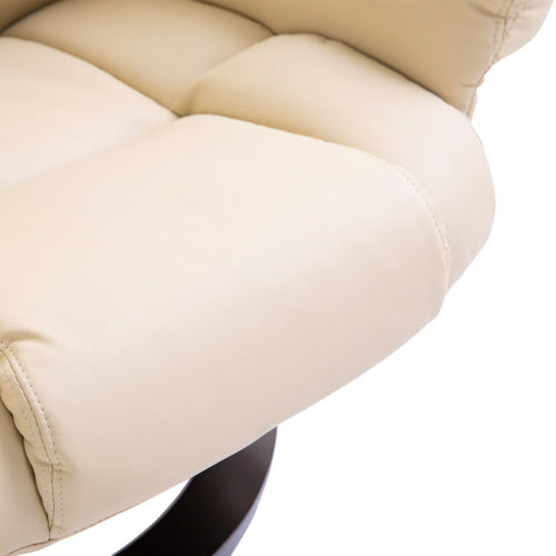 360° Swivel Recliner Chair with Footstool – Cream