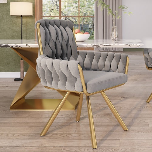Modedevieco Luxury Velvet Swivel Chair – Grey Armchair