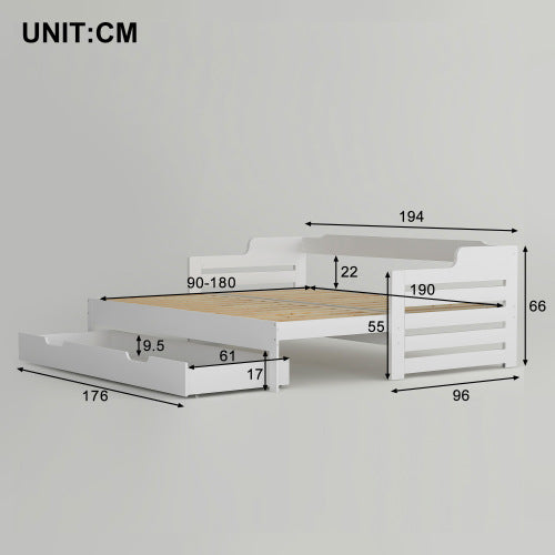 Kids Wooden Canopy Bed Frame with Storage